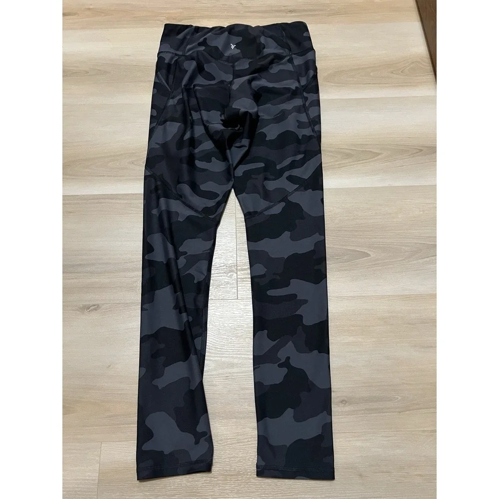 Old‎ Navy Active Go Dry Leggings Girls XXL (18) Black Gray Pull On Elastic Camo